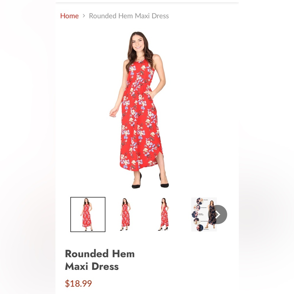 Elegant Floral Red Maxi Dress